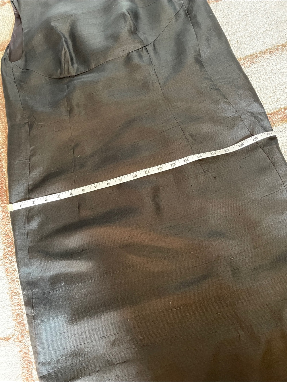 Vintage 60s Raw Silk Handmade Black Sleeveless Sheath Midi Dress Size 8 - Picture 8 of 10
